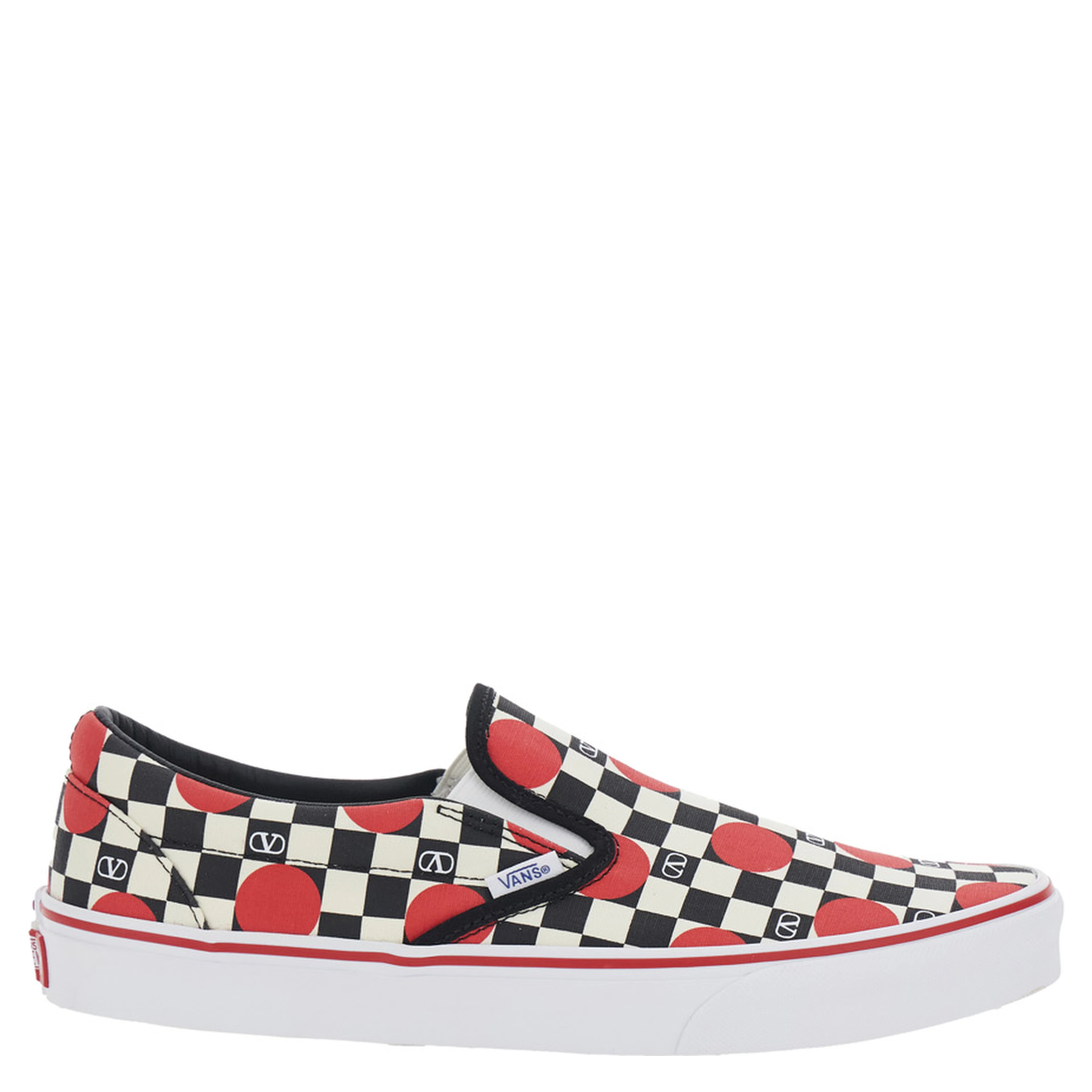 Multicolor Low Top Sneaker with Check Motif and All-Over VLogo Print in Cotton Man