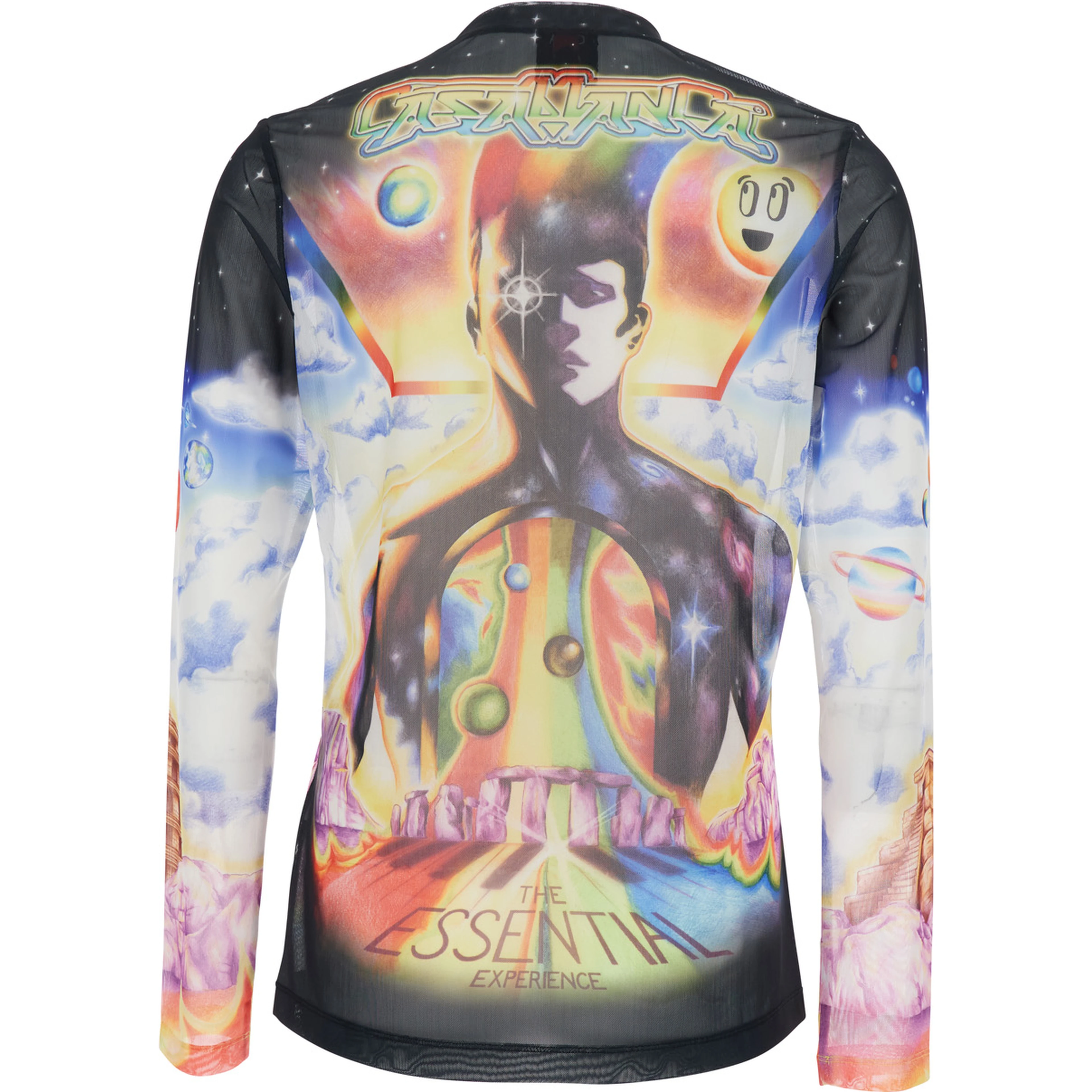 Multicolor Long Sleeve Crew Neck T-Shirt with All-Over Print in Stretch Tech Fabric Man