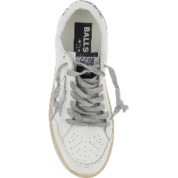 Ballstar 2 White Sneaker with Star Patch with Glitter and Glitter Heel and Logo Lettering in Leather Women
