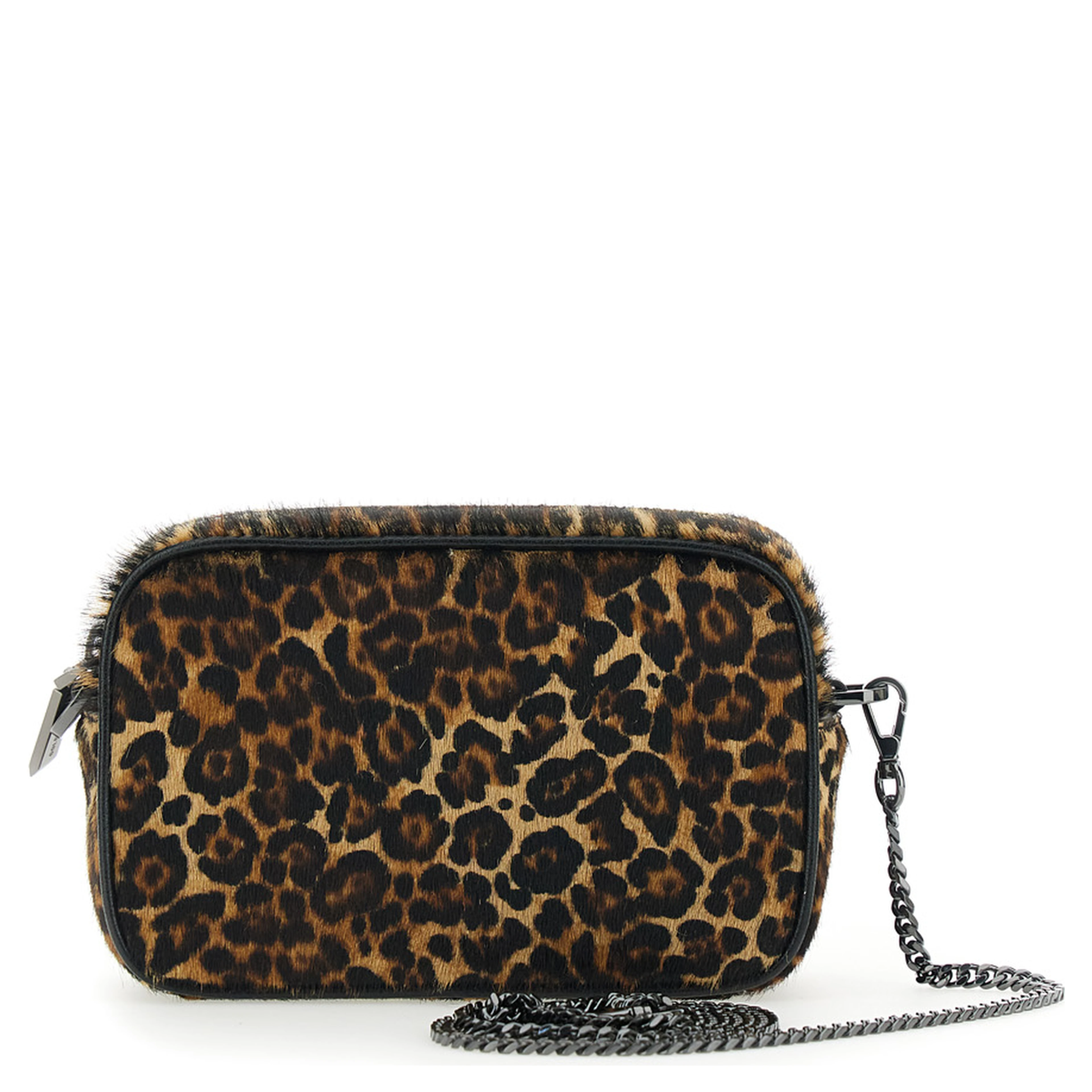 Brown Shoulder Bag with Star Patch on the Front and Fur Texture in Leather for Women