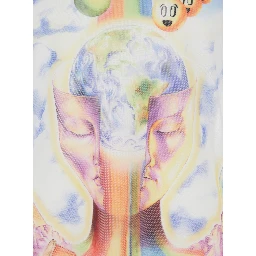 Multicolor Long Sleeve Crew Neck T-Shirt with All-Over Print in Stretch Tech Fabric Man