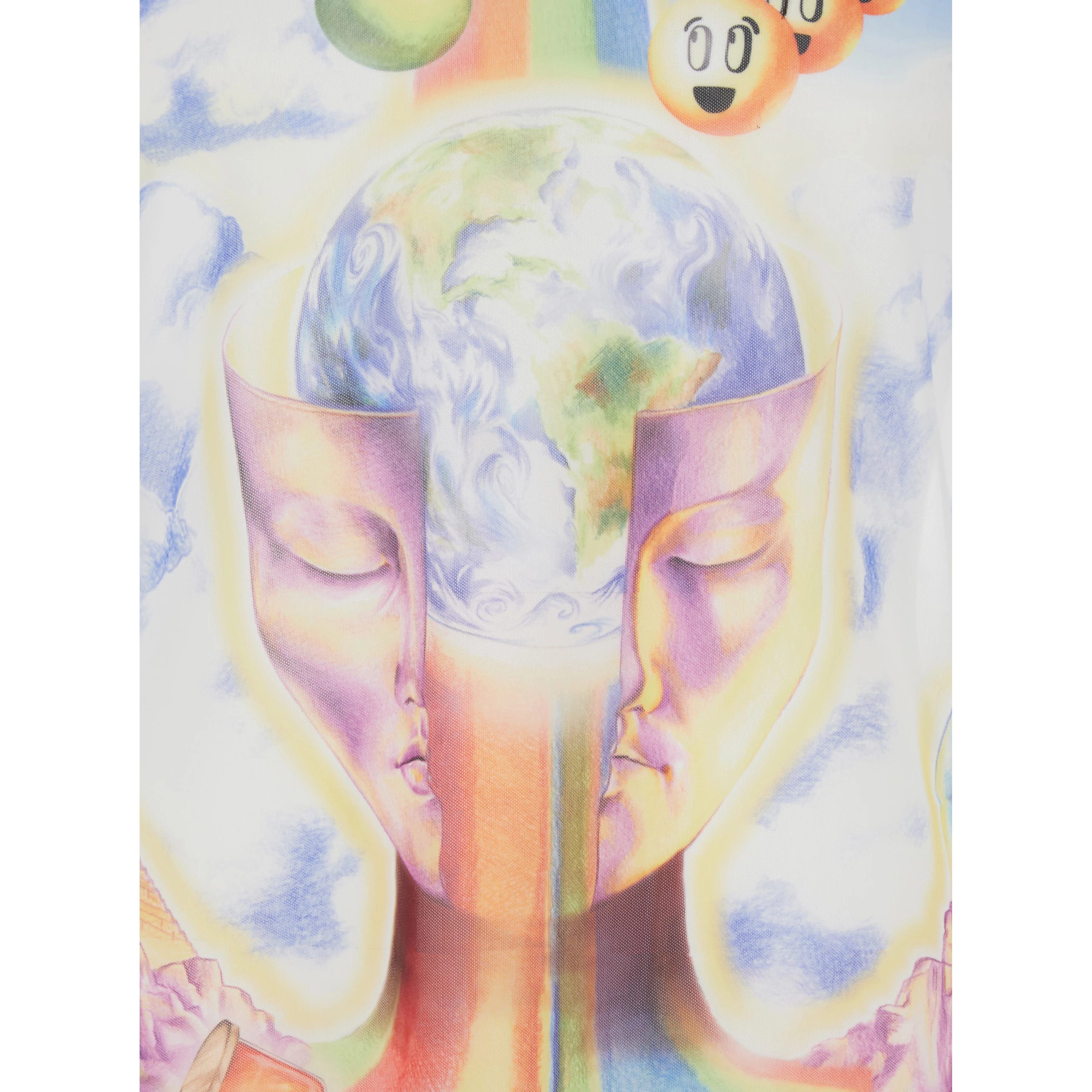 Multicolor Long Sleeve Crew Neck T-Shirt with All-Over Print in Stretch Tech Fabric Man