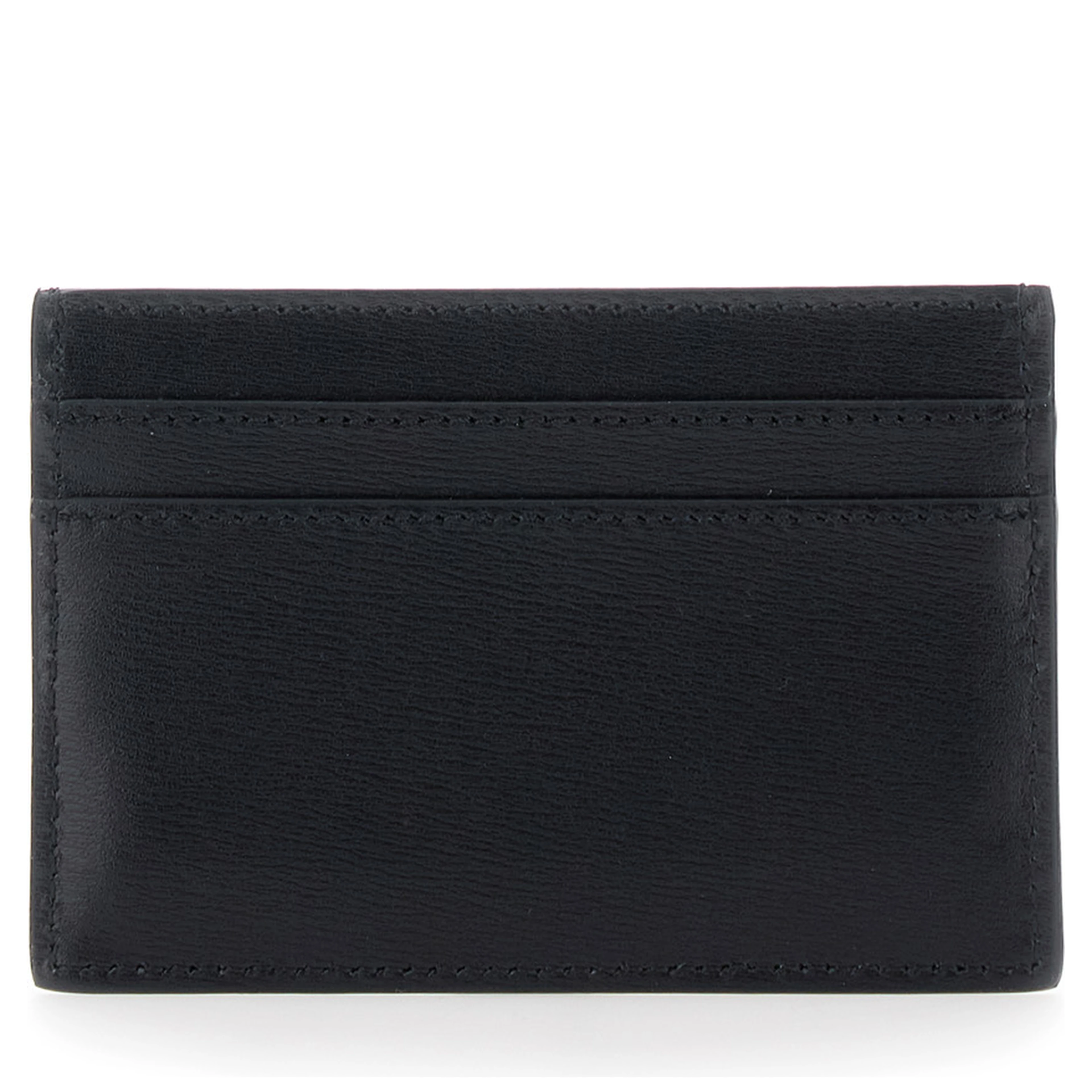 Black Card Holder with FF Logo Plate on the Front in Leather for Men