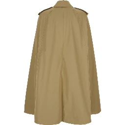 Bellemont Beige Cape with Classic Collar and Front Belt in  Cotton for Women