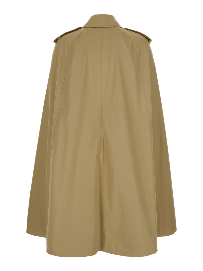 Bellemont Beige Cape with Classic Collar and Front Belt in  Cotton for Women