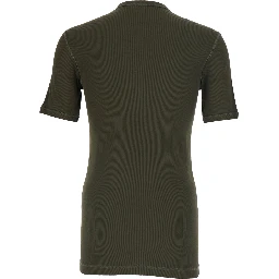 Serafino Green Crew Neck T-Shirt with Ribbed Knit in Cotton for Men