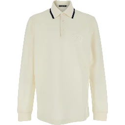 White T-shirt ML PIQUET with classic collar and long sleeves in Tech Fabric men