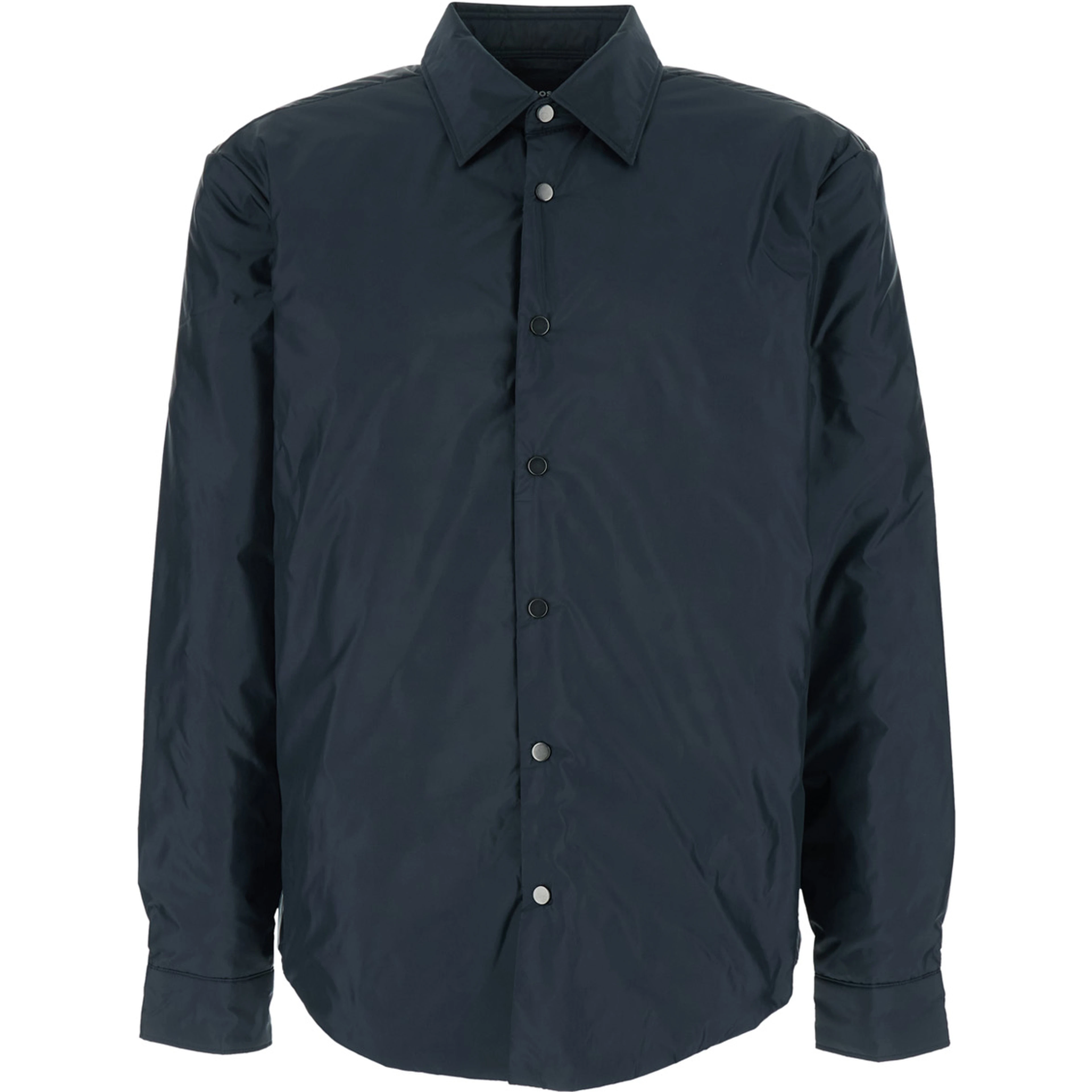 Blue Jacket with Classic Collar and Button Closure on the Front in Tech Fabric for Men