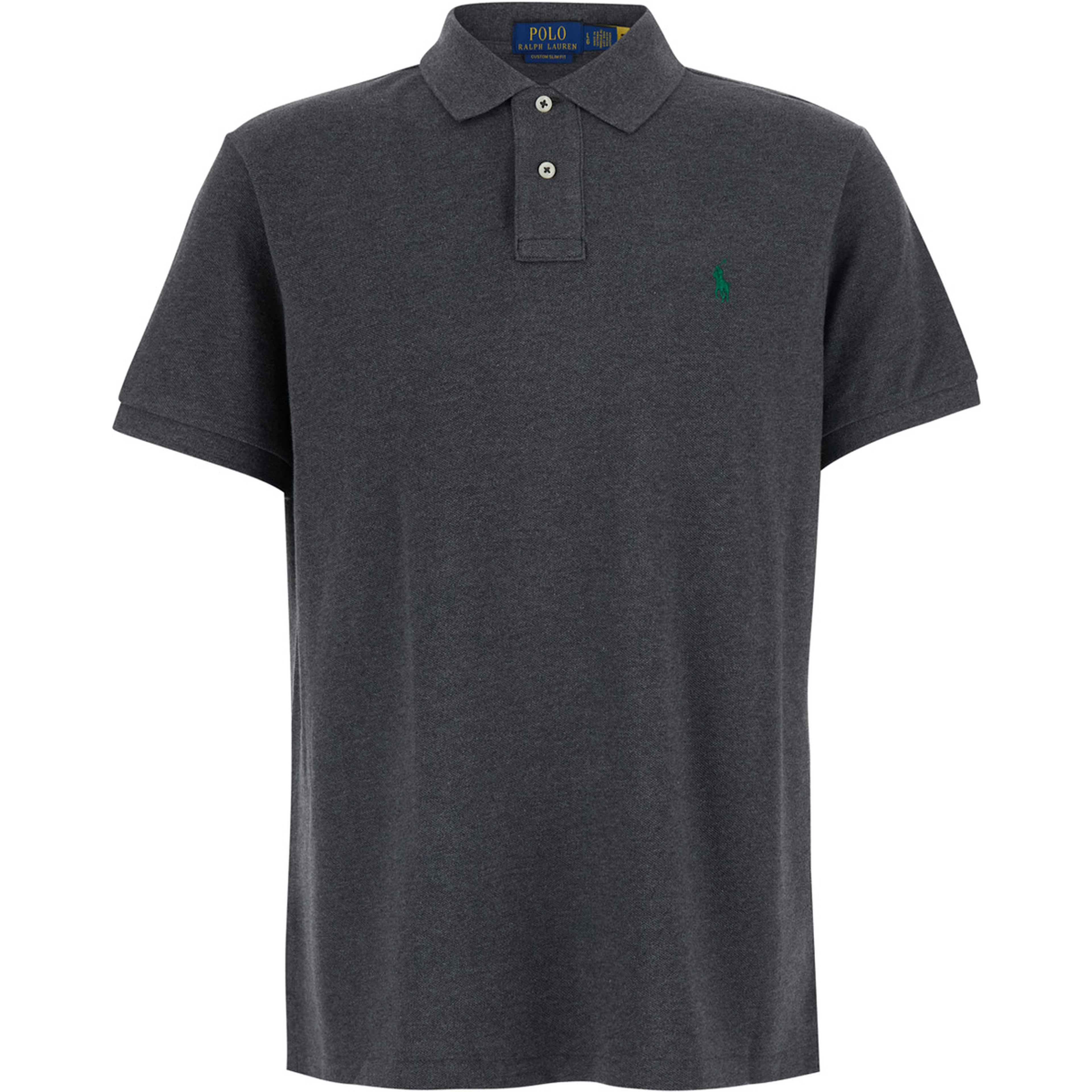 Grey Polo Shirt with Classic Collar and Pony Embroidery on the Front in Cotton for Men