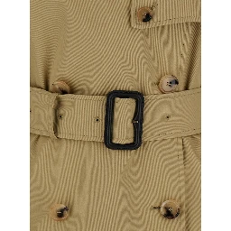 Bellemont Beige Cape with Classic Collar and Front Belt in  Cotton for Women