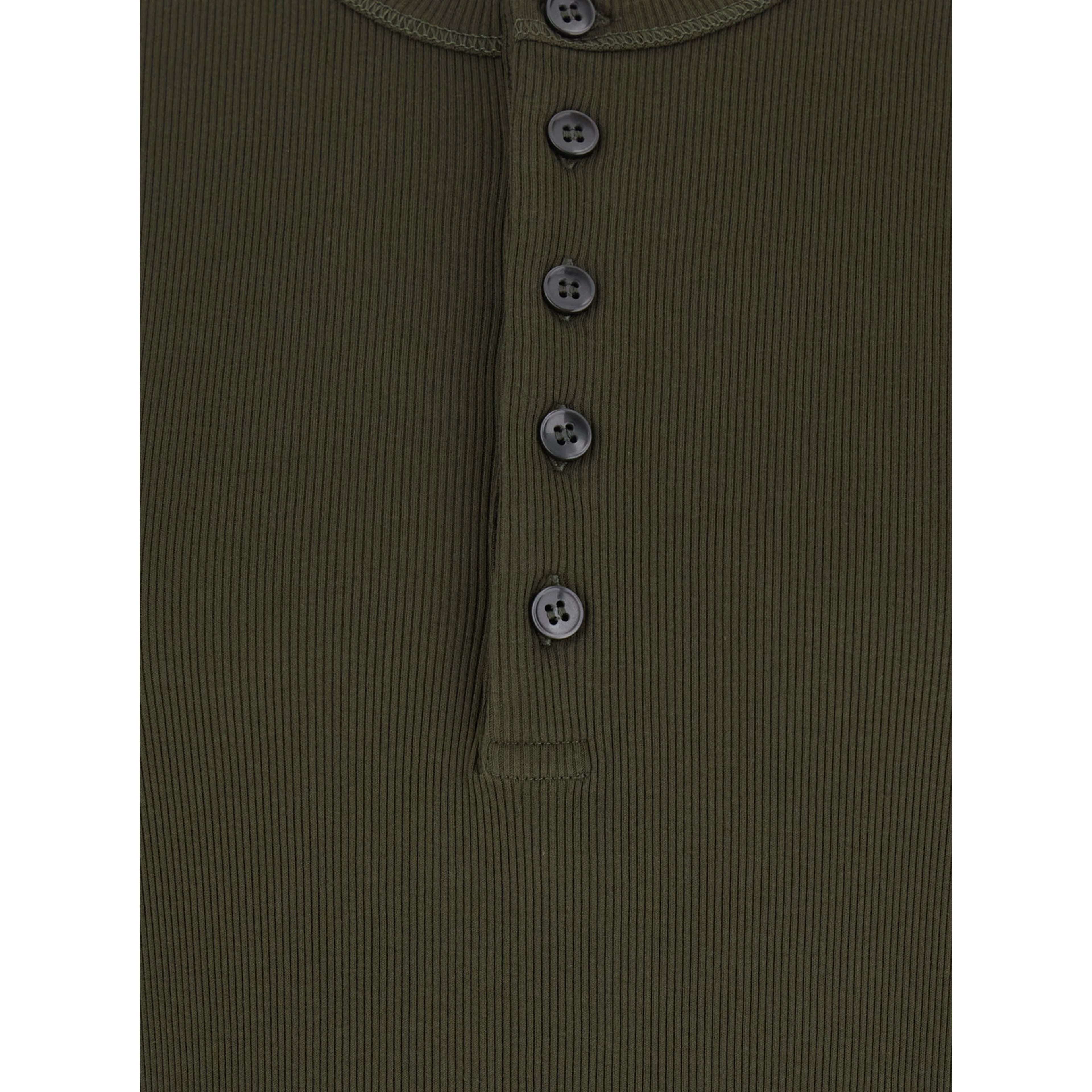 Serafino Green Crew Neck T-Shirt with Ribbed Knit in Cotton for Men