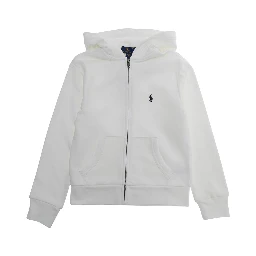 White Hoodie LS FZ HOOD-KNIT SHIRTS-SWEATSHIRT with Hood and Front Zip - Cotton - Unisex