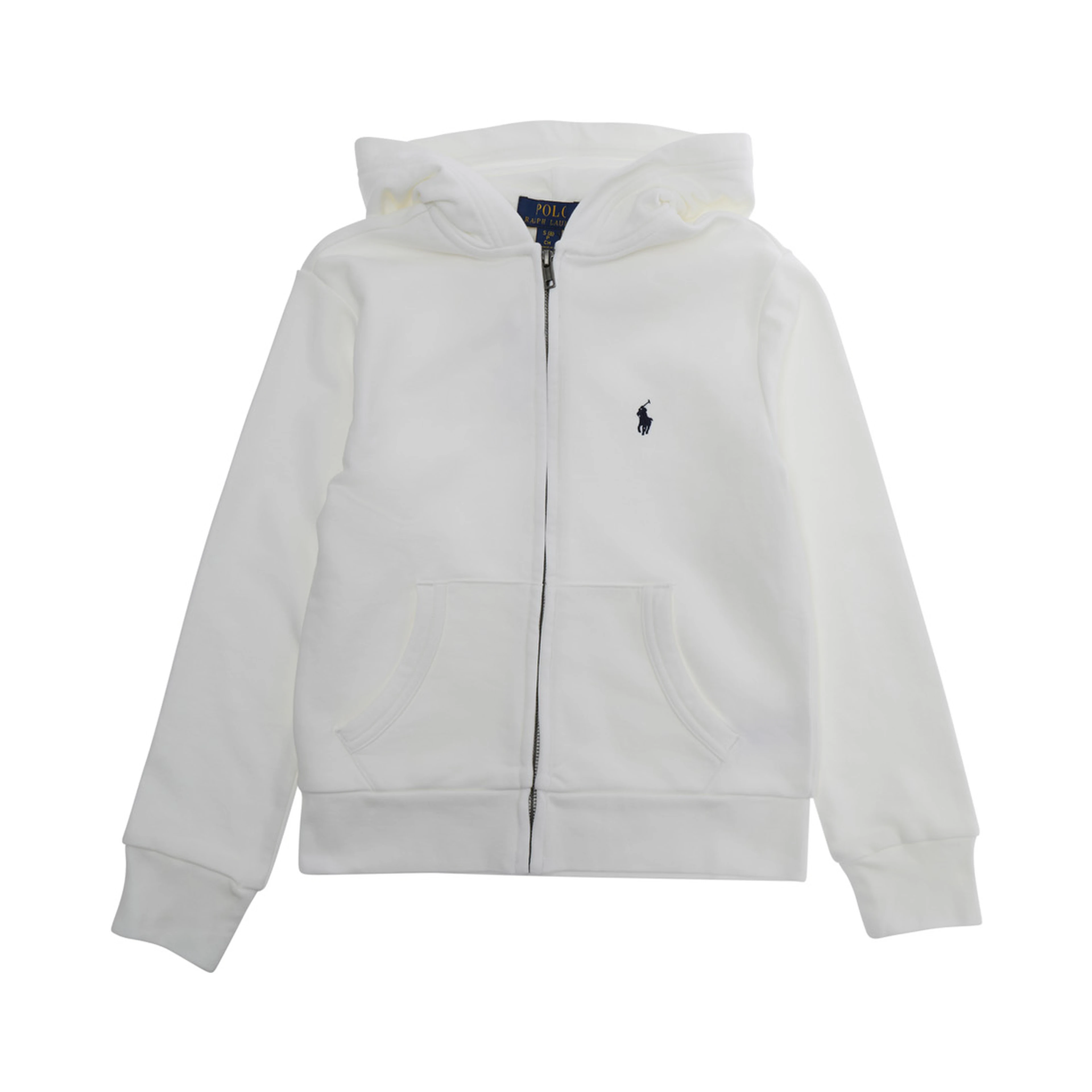 White Hoodie LS FZ HOOD-KNIT SHIRTS-SWEATSHIRT with Hood and Front Zip - Cotton - Unisex