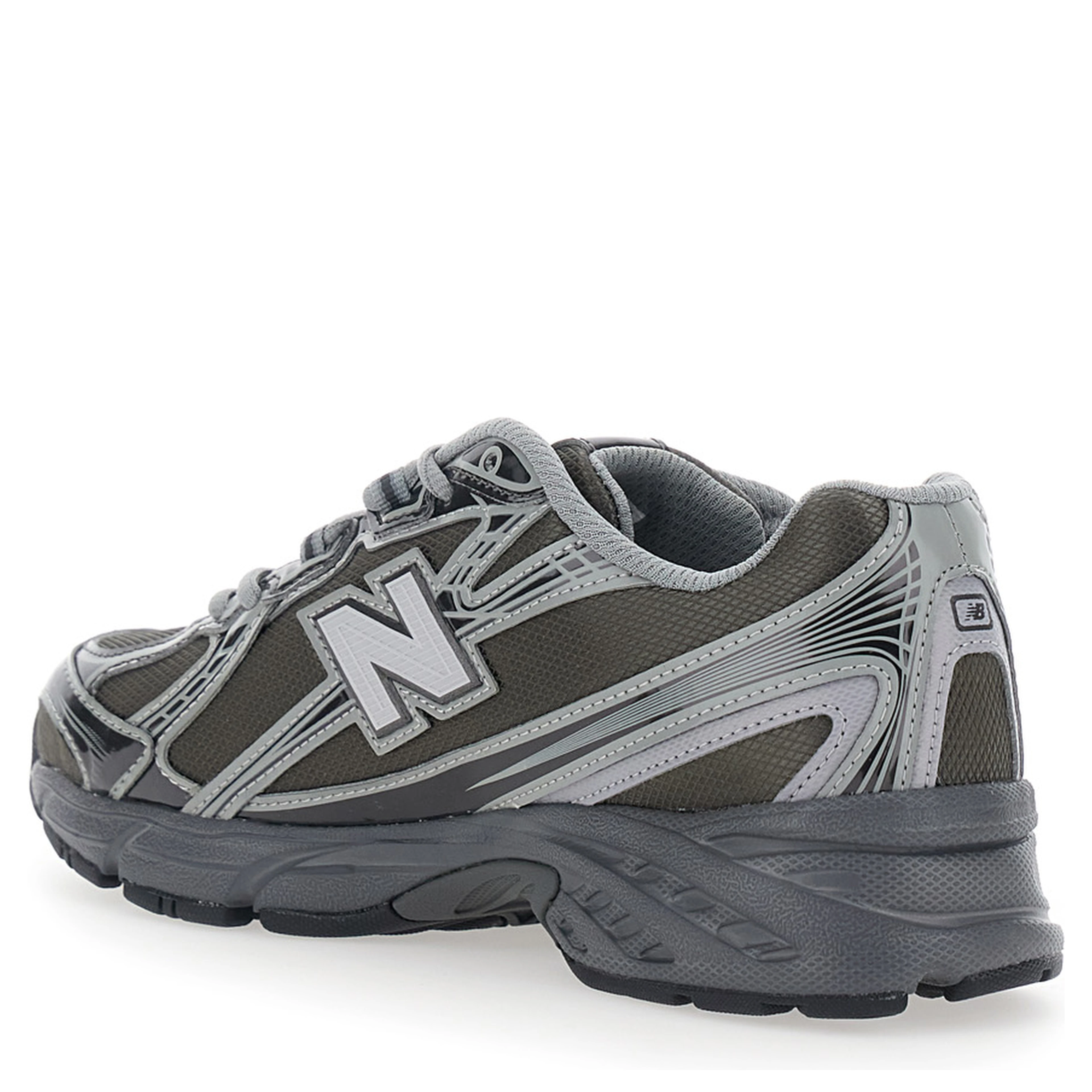 740 Grey Sneakers with Metallic Details and logo patch on the side in tech fabric unisex
