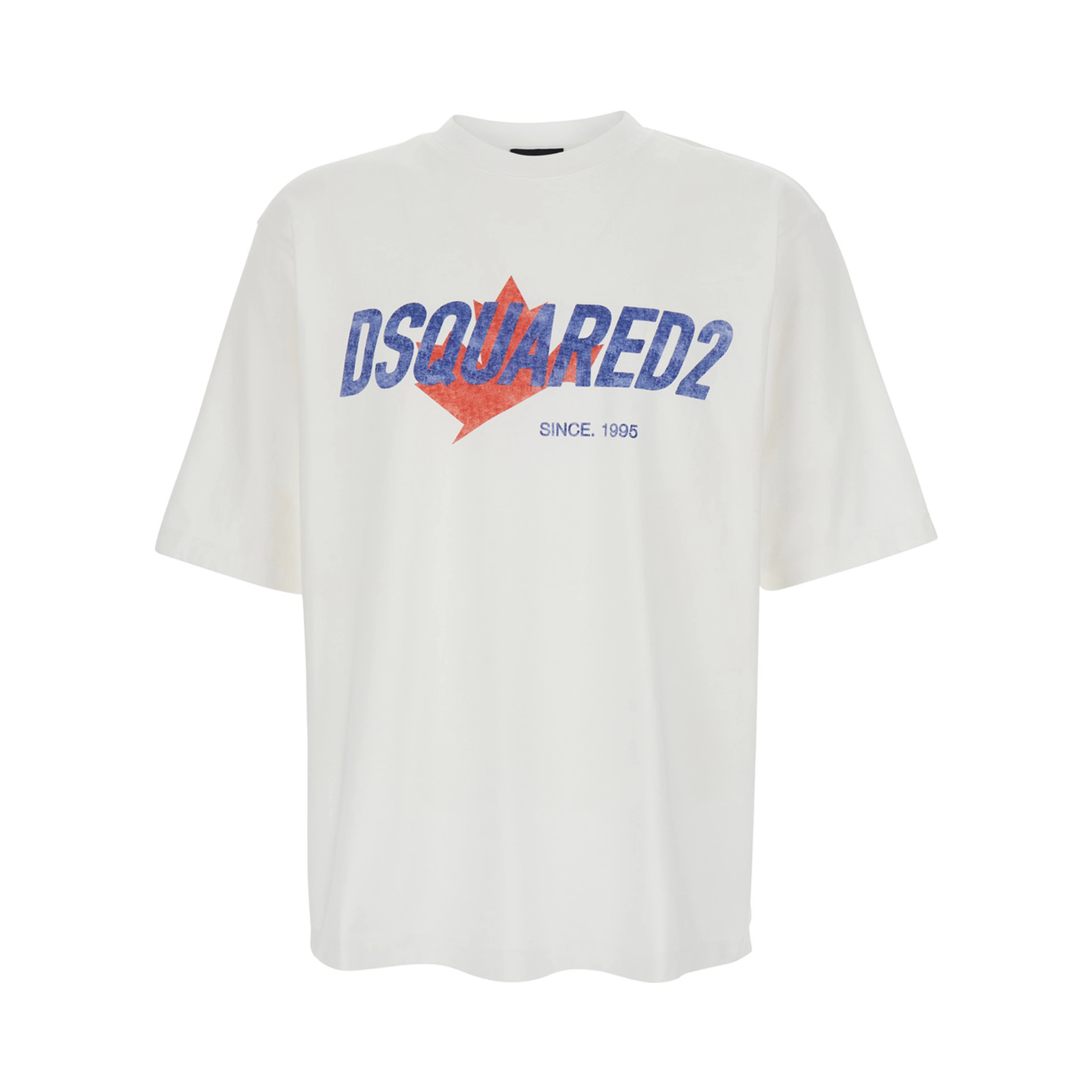 White T-shirt with Logo Print on the Front in Cotton for Men