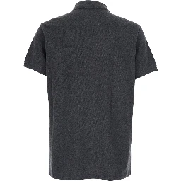 Grey Polo Shirt with Classic Collar and Pony Embroidery on the Front in Cotton for Men