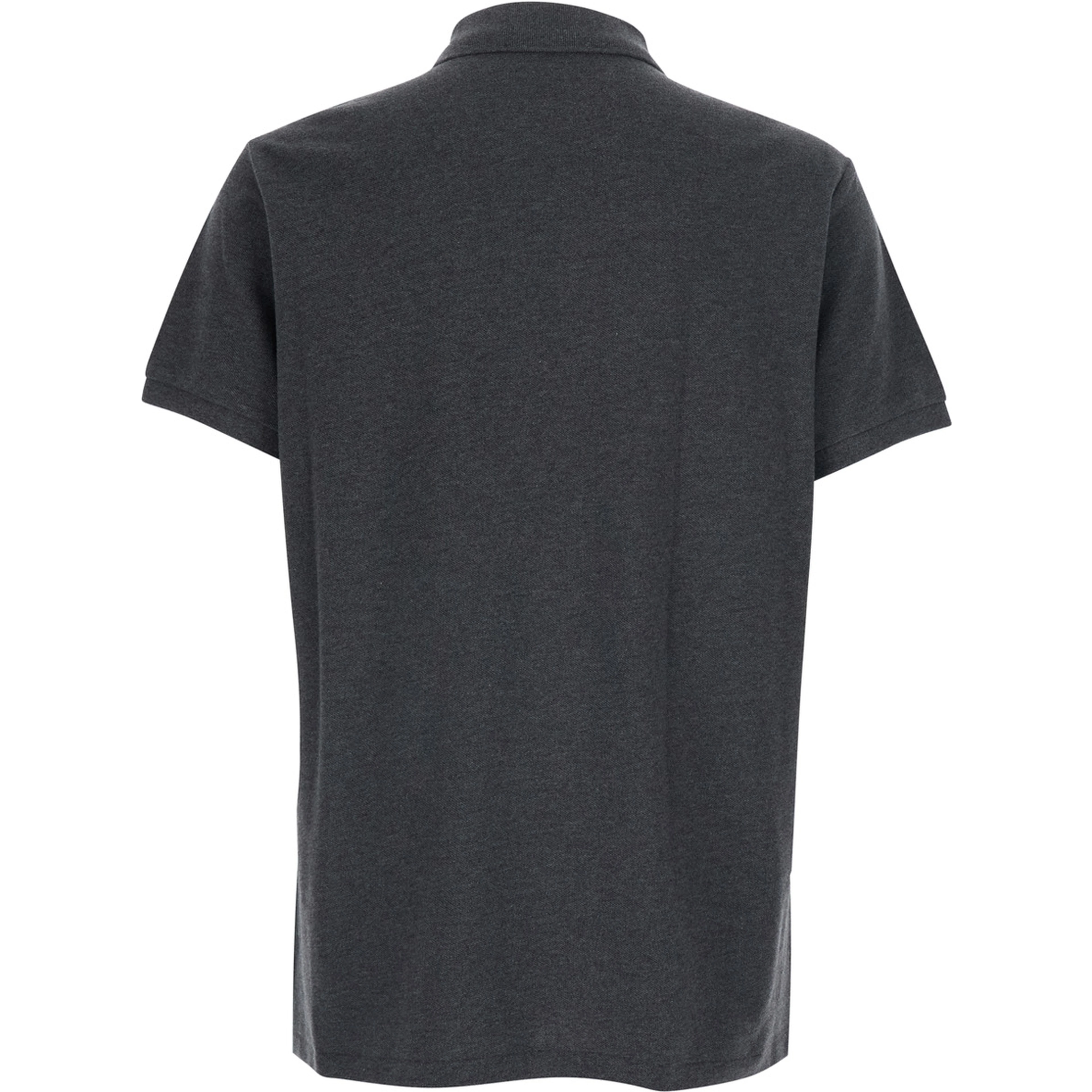 Grey Polo Shirt with Classic Collar and Pony Embroidery on the Front in Cotton for Men