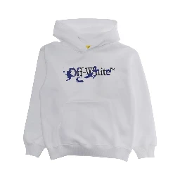 White Hoodie BIG BOOKISH SPLAT INK HOODIE with Hood and Front Print Logo in Cotton Women