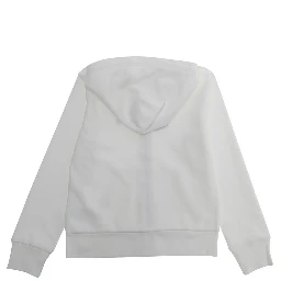 White Hoodie LS FZ HOOD-KNIT SHIRTS-SWEATSHIRT with Hood and Front Zip - Cotton - Unisex