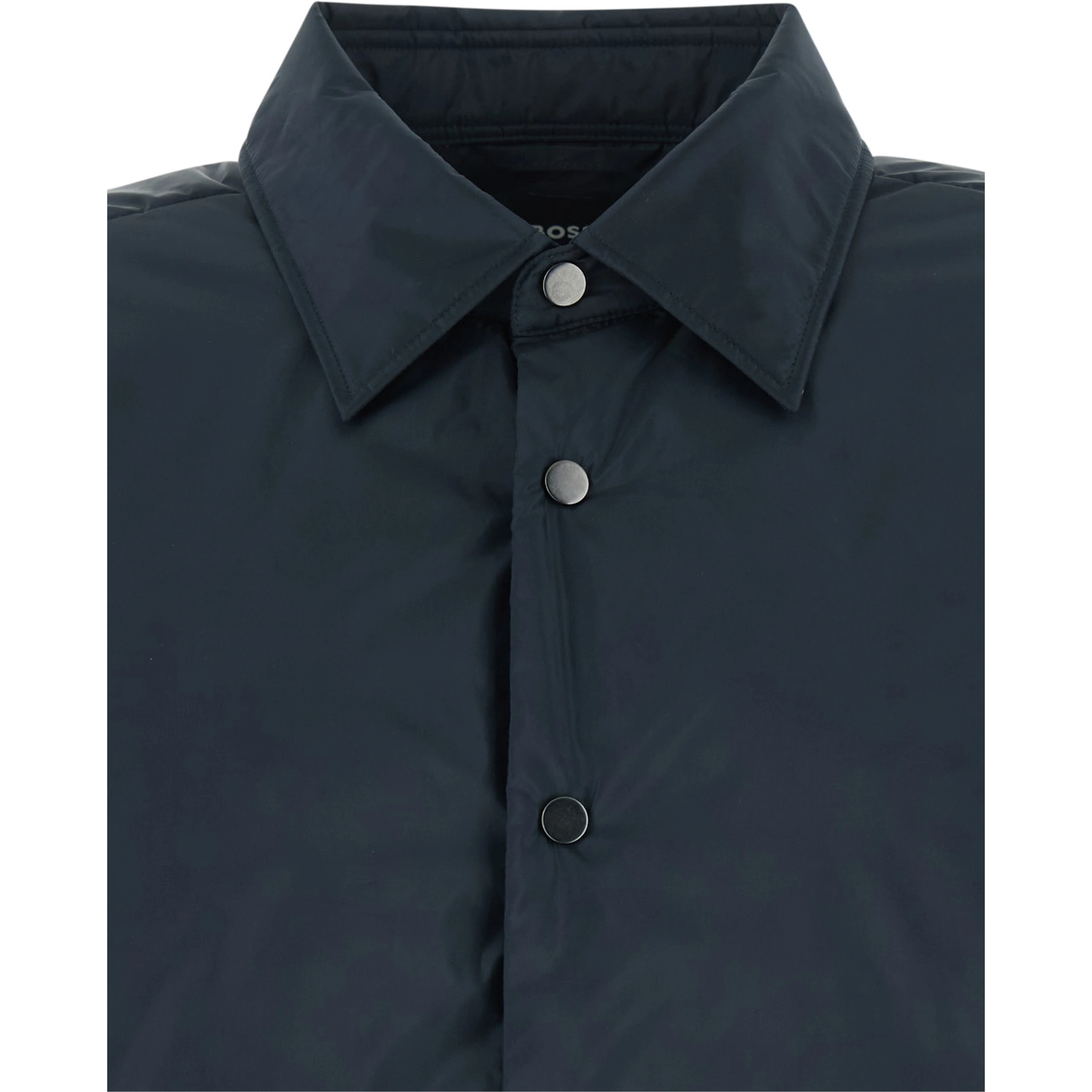 Blue Jacket with Classic Collar and Button Closure on the Front in Tech Fabric for Men