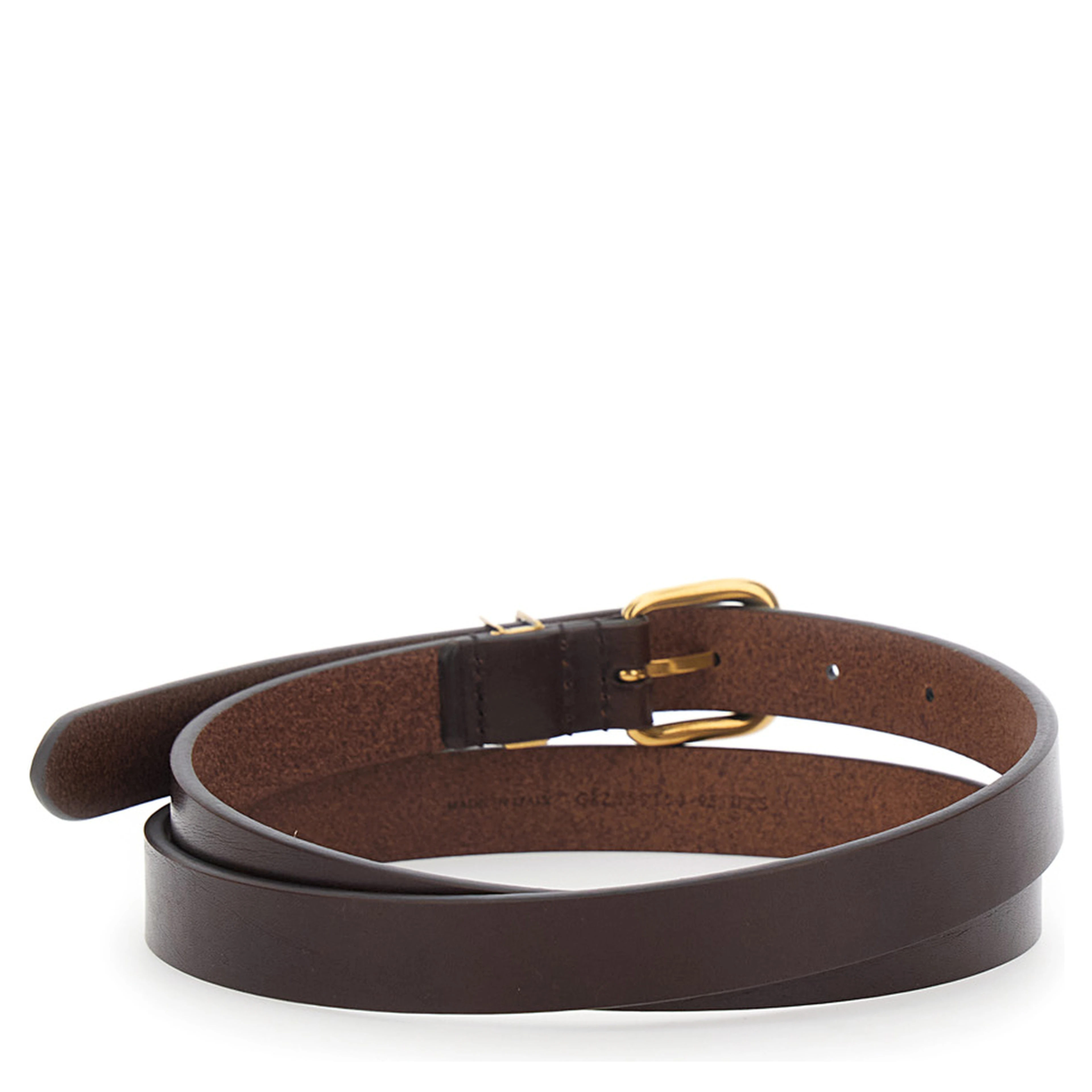 Belt with Cassandre Plate on the Front and Adjustable Buckle Closure in Brown Leather for Men