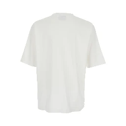 White T-shirt with Logo Print on the Front in Cotton for Men