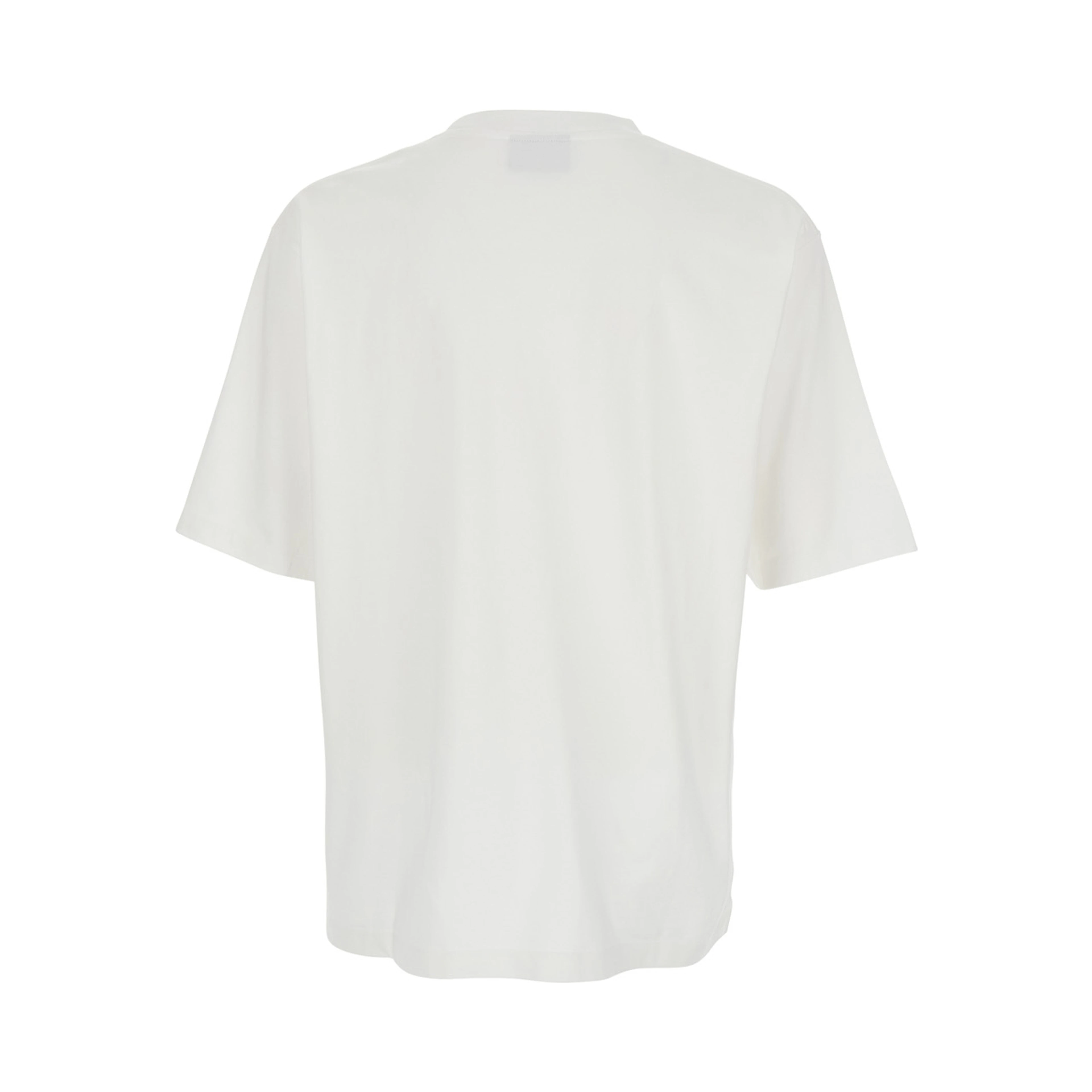 White T-shirt with Logo Print on the Front in Cotton for Men