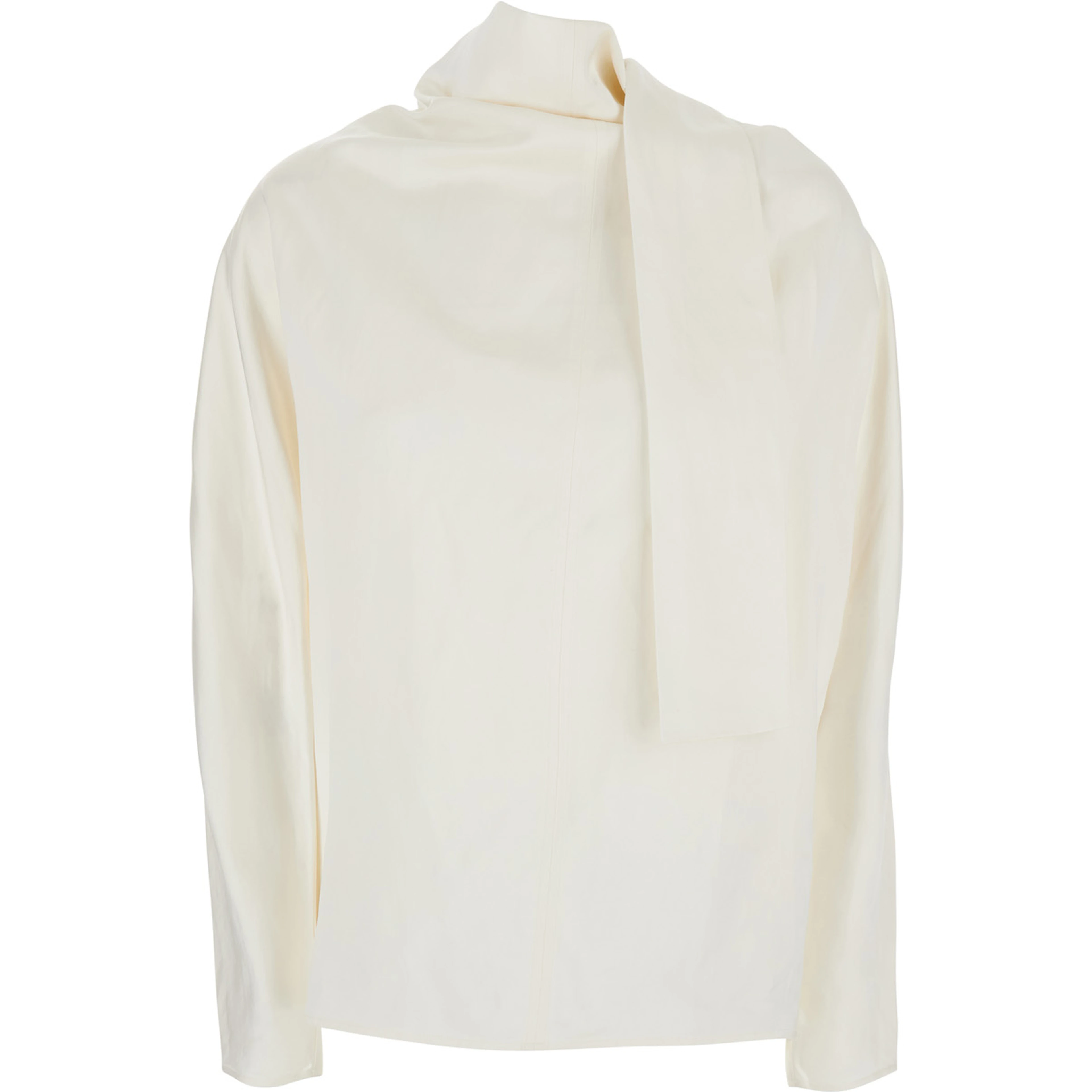 White Blouse with Cowl Neck and Knot at the Back in Silk Blend for Women