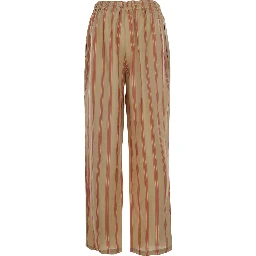 Beige STRIPS Pants with Elastic Waist and Side Pockets for Men