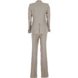 beige Double-breasted suit in linen blend for women