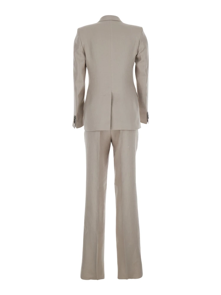 beige Double-breasted suit in linen blend for women alternative