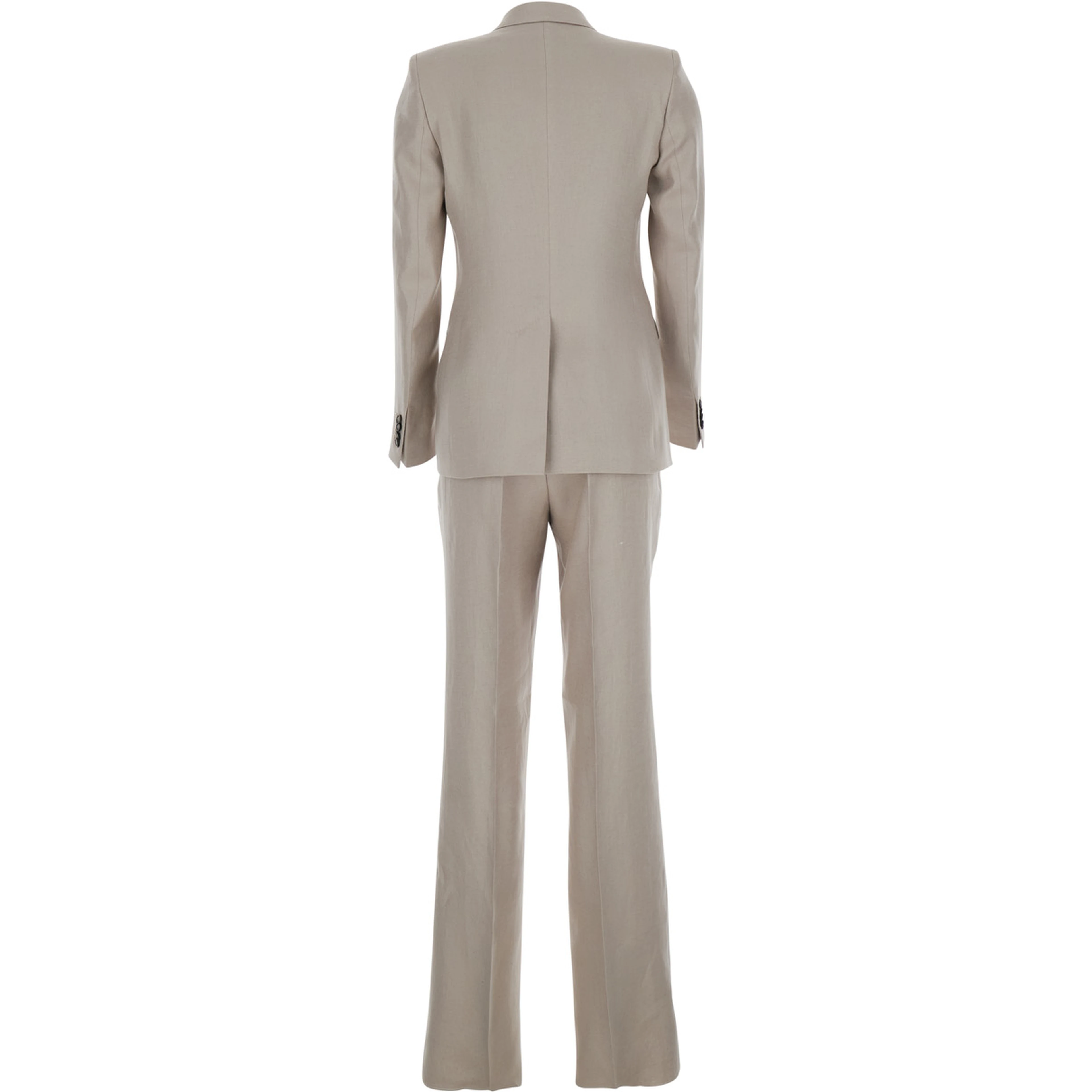 beige Double-breasted suit in linen blend for women