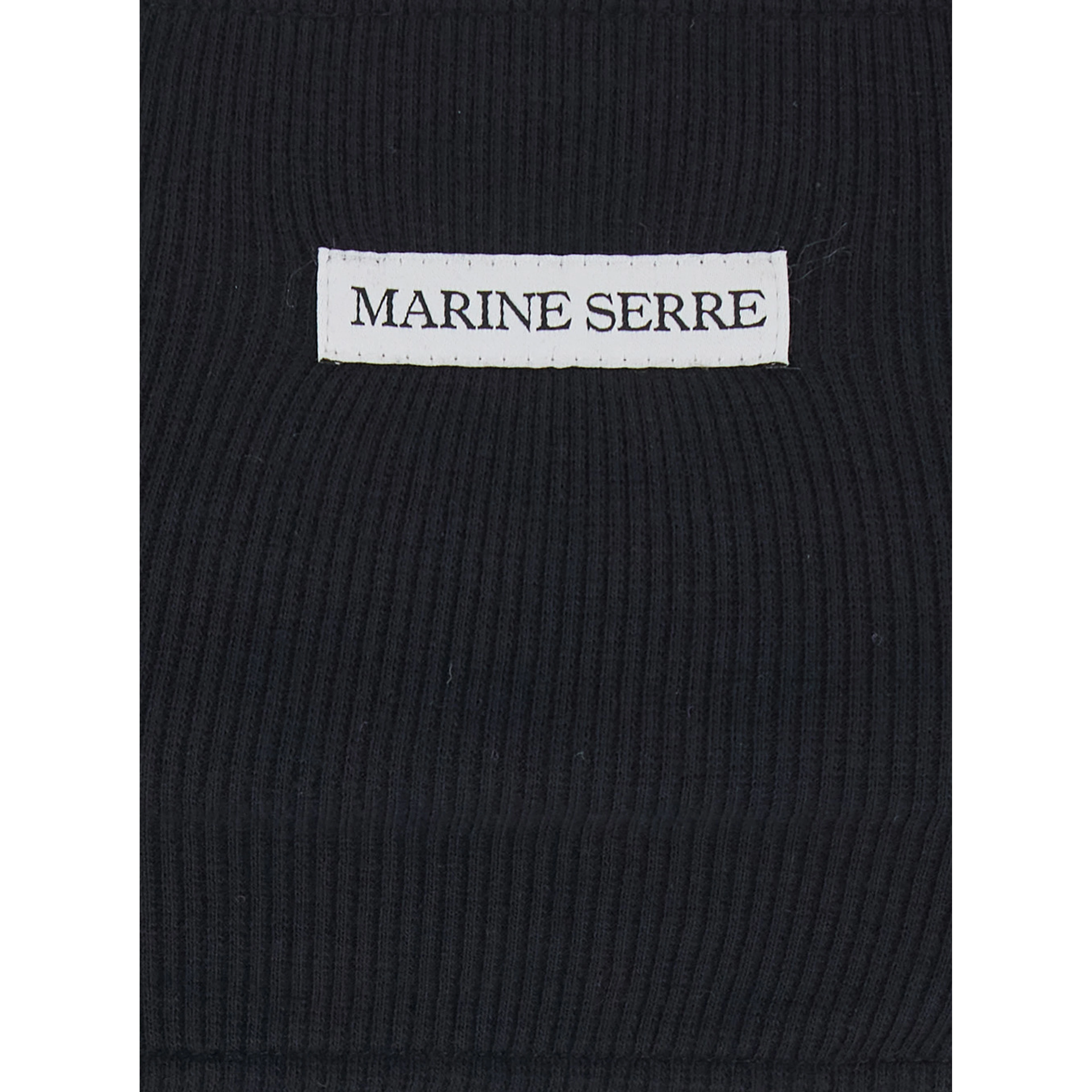 Black Sports Bra with Square Neckline and Logo Patch on the Front in Stretch Cotton for Women