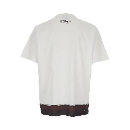 White Crew neck T-shirt with front and back print in Cotton for Men