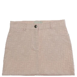 Pink FF Skirt with Belt Loops and Five-Pocket Design in Denim for Women