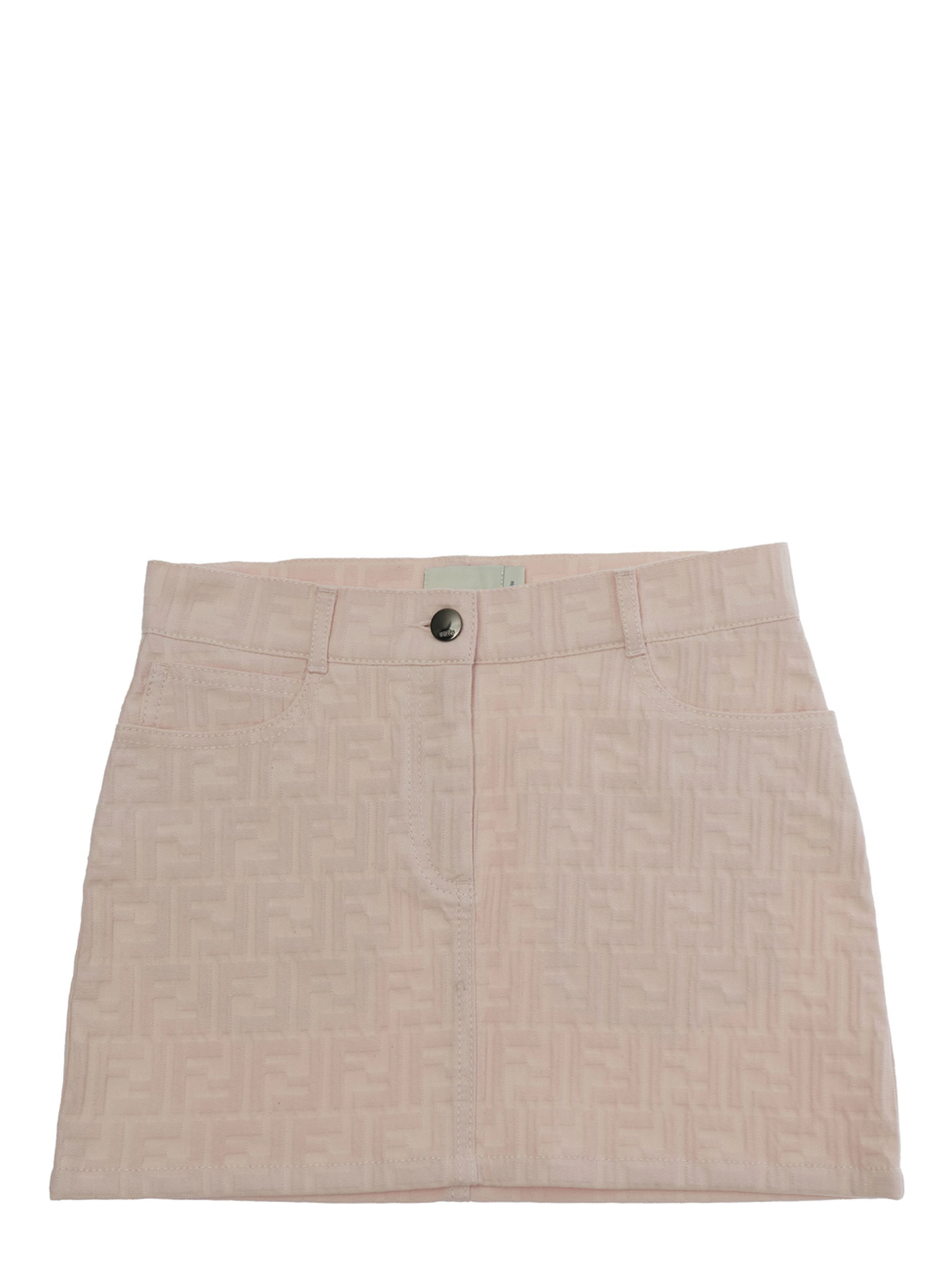 Pink FF Skirt with Belt Loops and Five-Pocket Design in Denim for Women