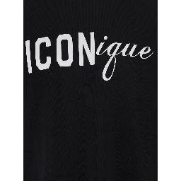 Black T-Shirt with Round Neck and Logo on the Front in Cotton for Men