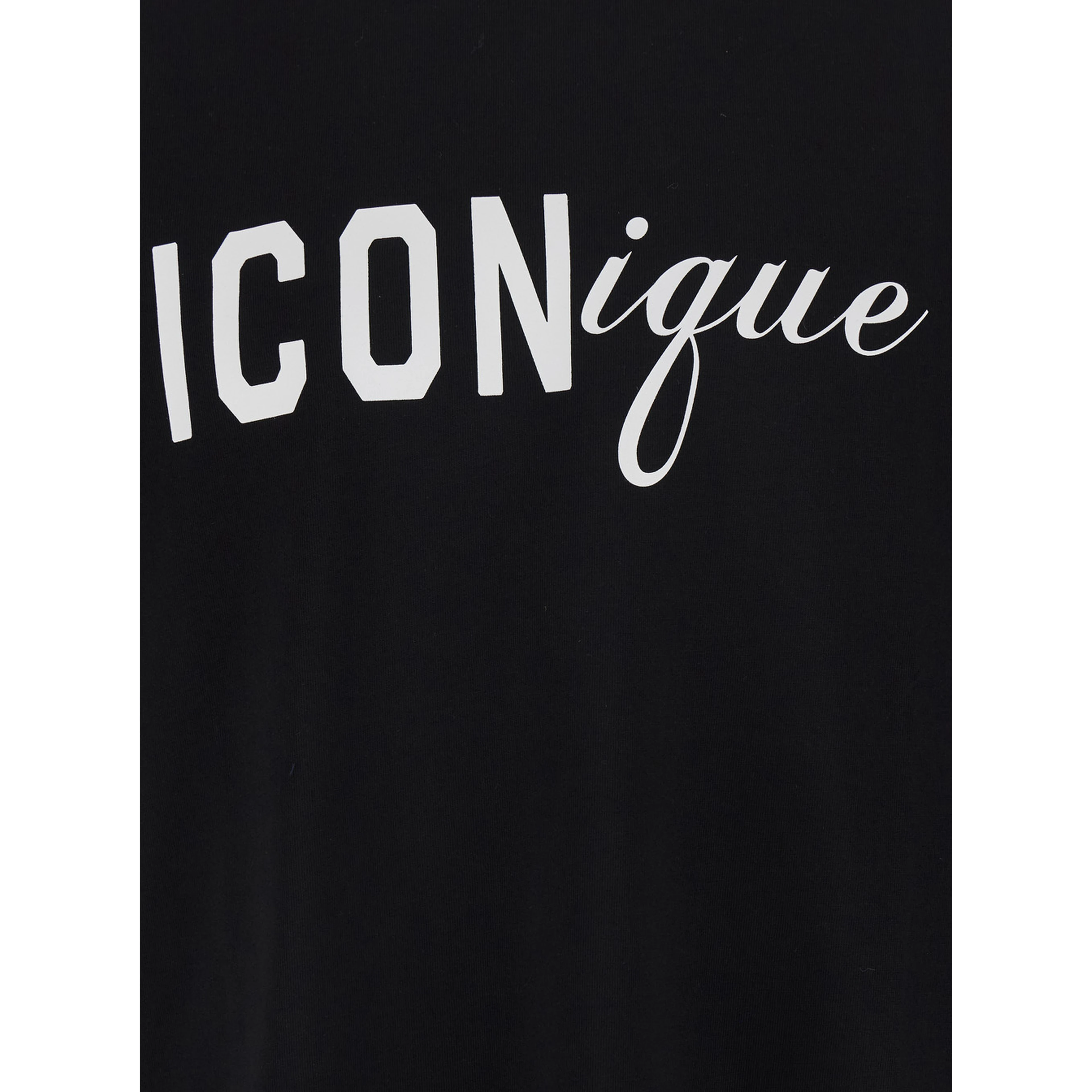 Black T-Shirt with Round Neck and Logo on the Front in Cotton for Men