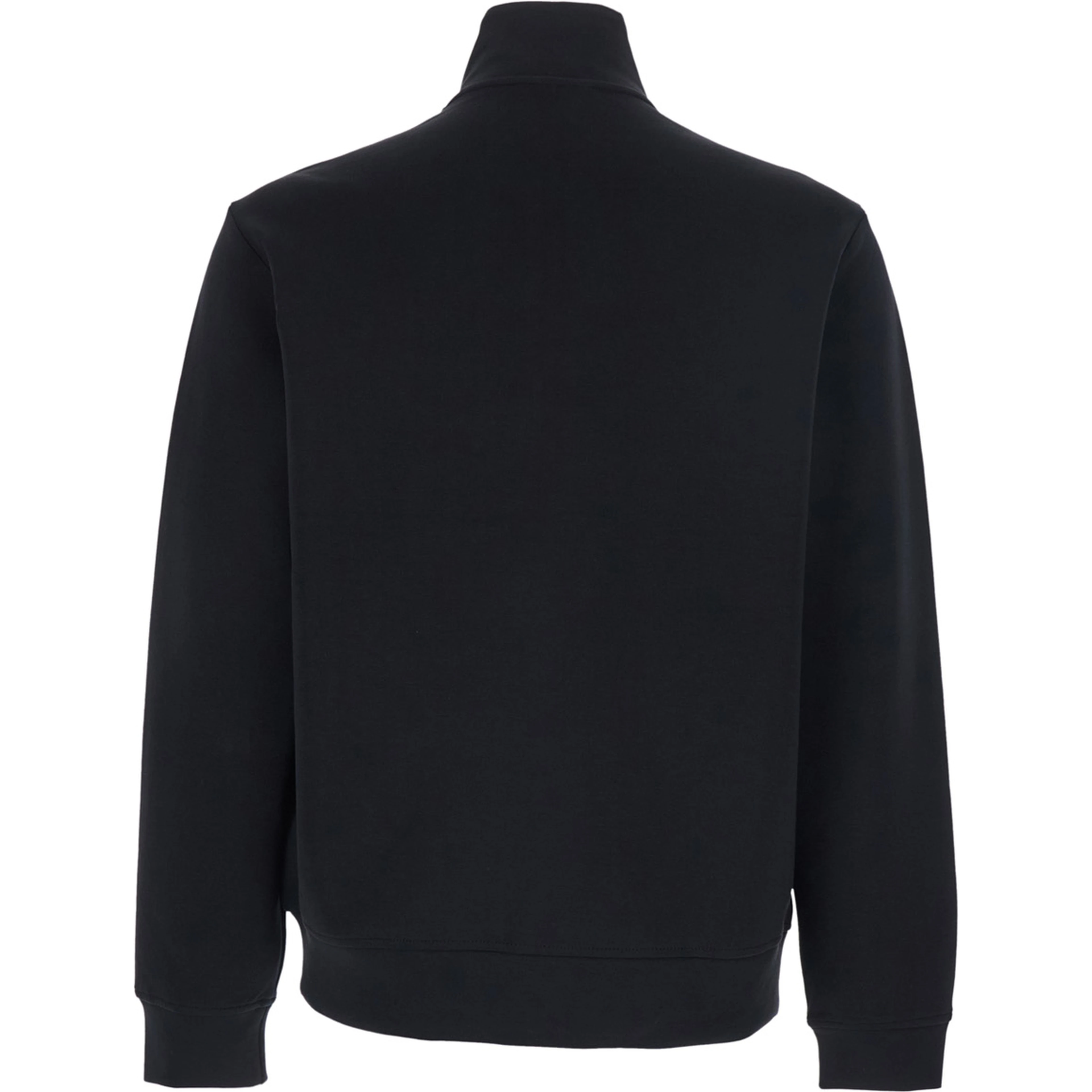 High Neck Sweatshirt with Logo Embroidery on the Front and Zip Closure on the Front in Black Cotton Blend for Men