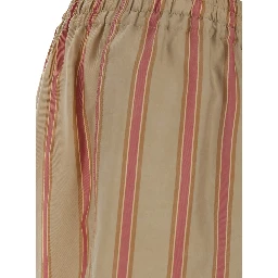 Beige STRIPS Pants with Elastic Waist and Side Pockets for Men