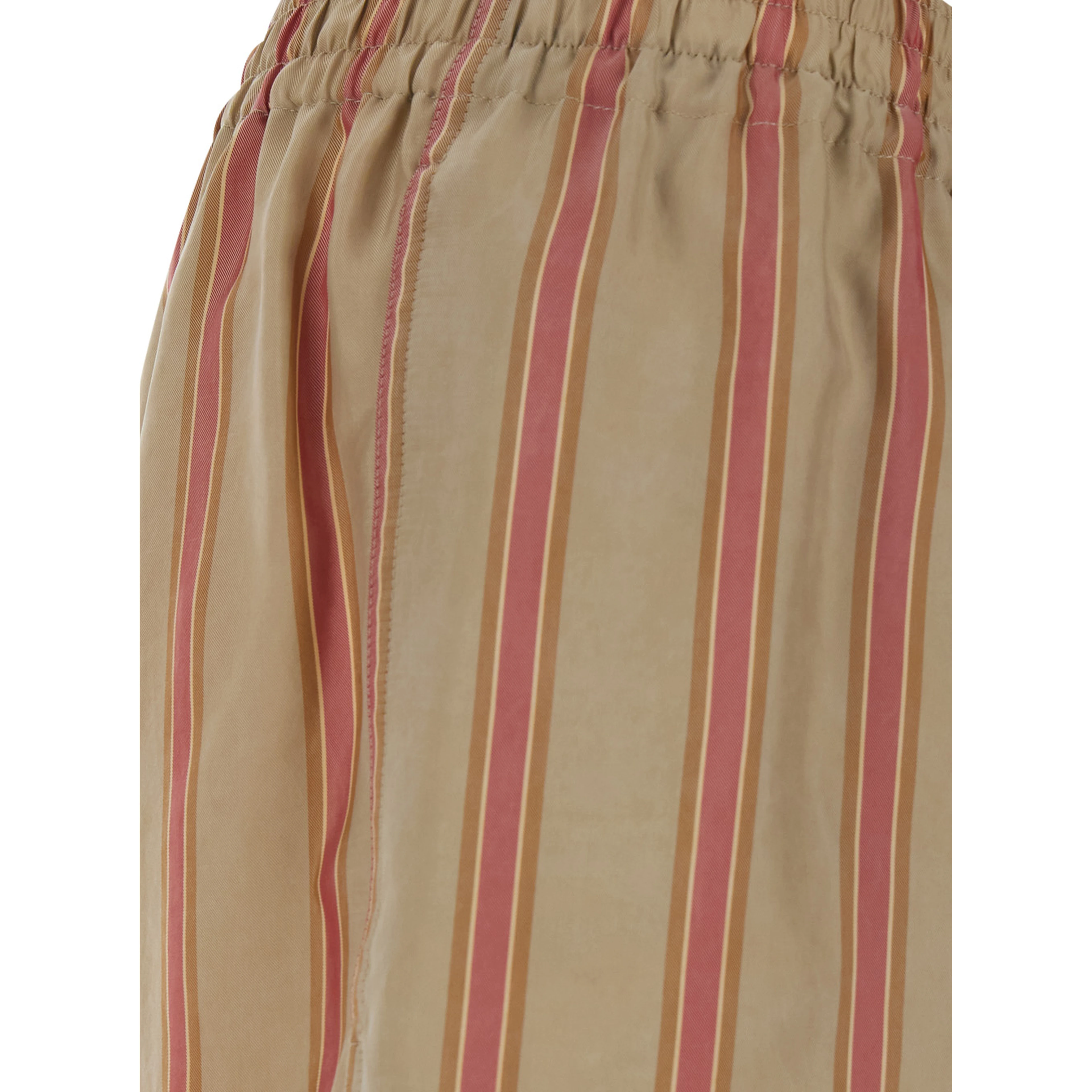 Beige STRIPS Pants with Elastic Waist and Side Pockets for Men