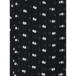 Black Sleeveless Top with Halterneck and All-Over Polka Dot Motif in Silk Woman