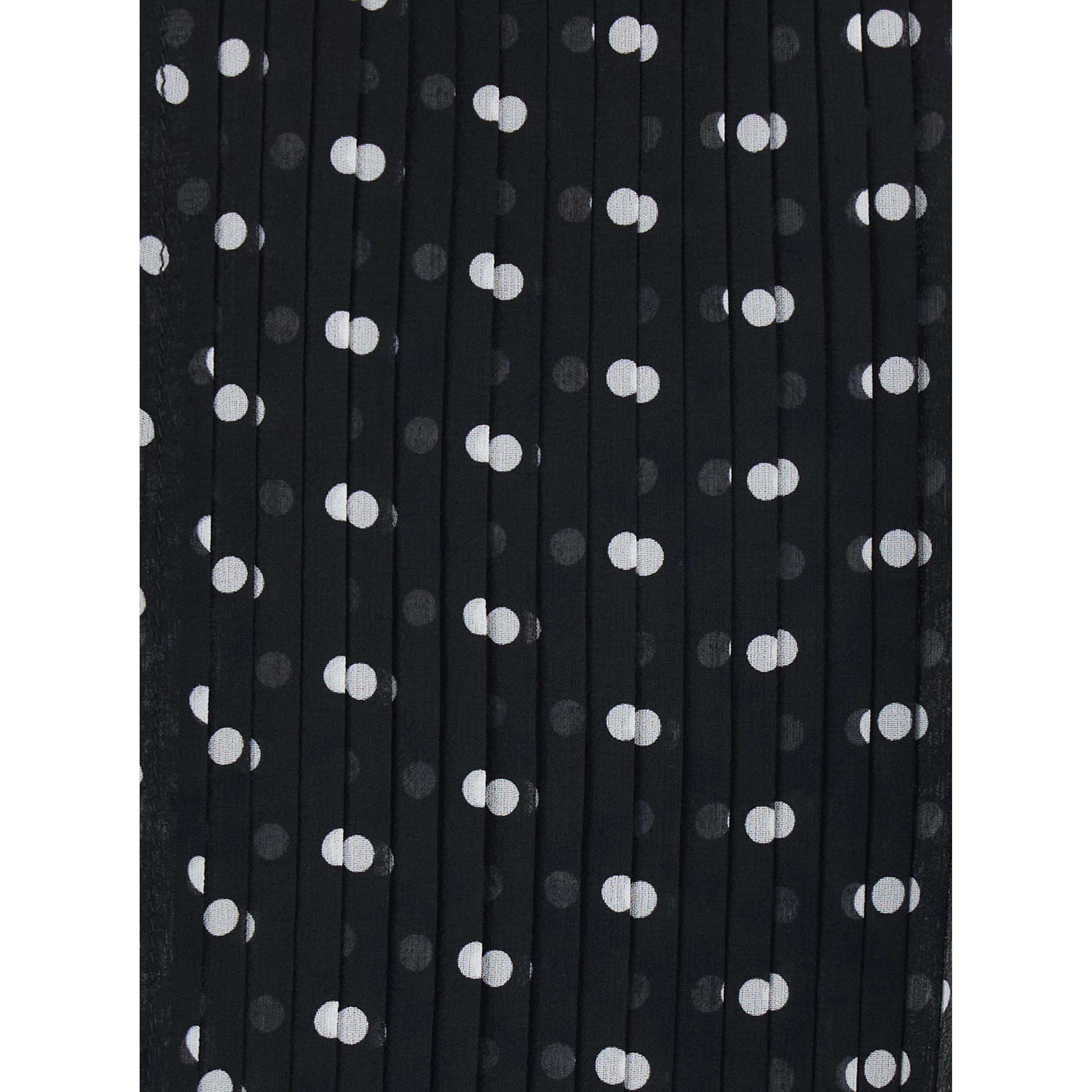 Black Sleeveless Top with Halterneck and All-Over Polka Dot Motif in Silk Woman