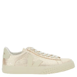 Sneaker Campo with Contrast Heel with Lettering Logo and Logo Patch on the Side in Metallic Leather Unisex