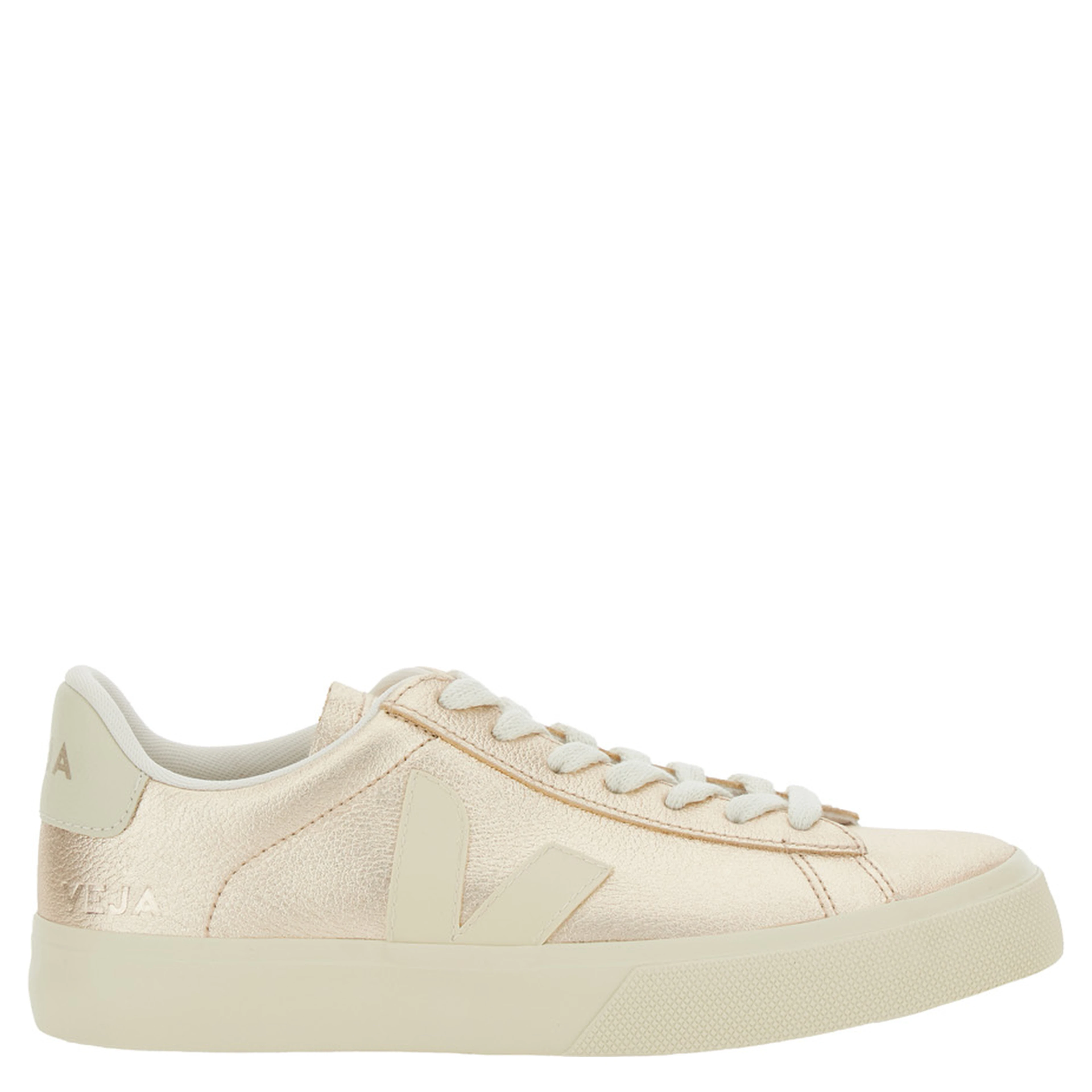 Sneaker Campo with Contrast Heel with Lettering Logo and Logo Patch on the Side in Metallic Leather Unisex