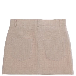 Pink FF Skirt with Belt Loops and Five-Pocket Design in Denim for Women