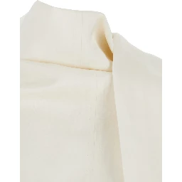 White Blouse with Cowl Neck and Knot at the Back in Silk Blend for Women