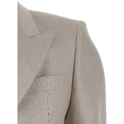 beige Double-breasted suit in linen blend for women