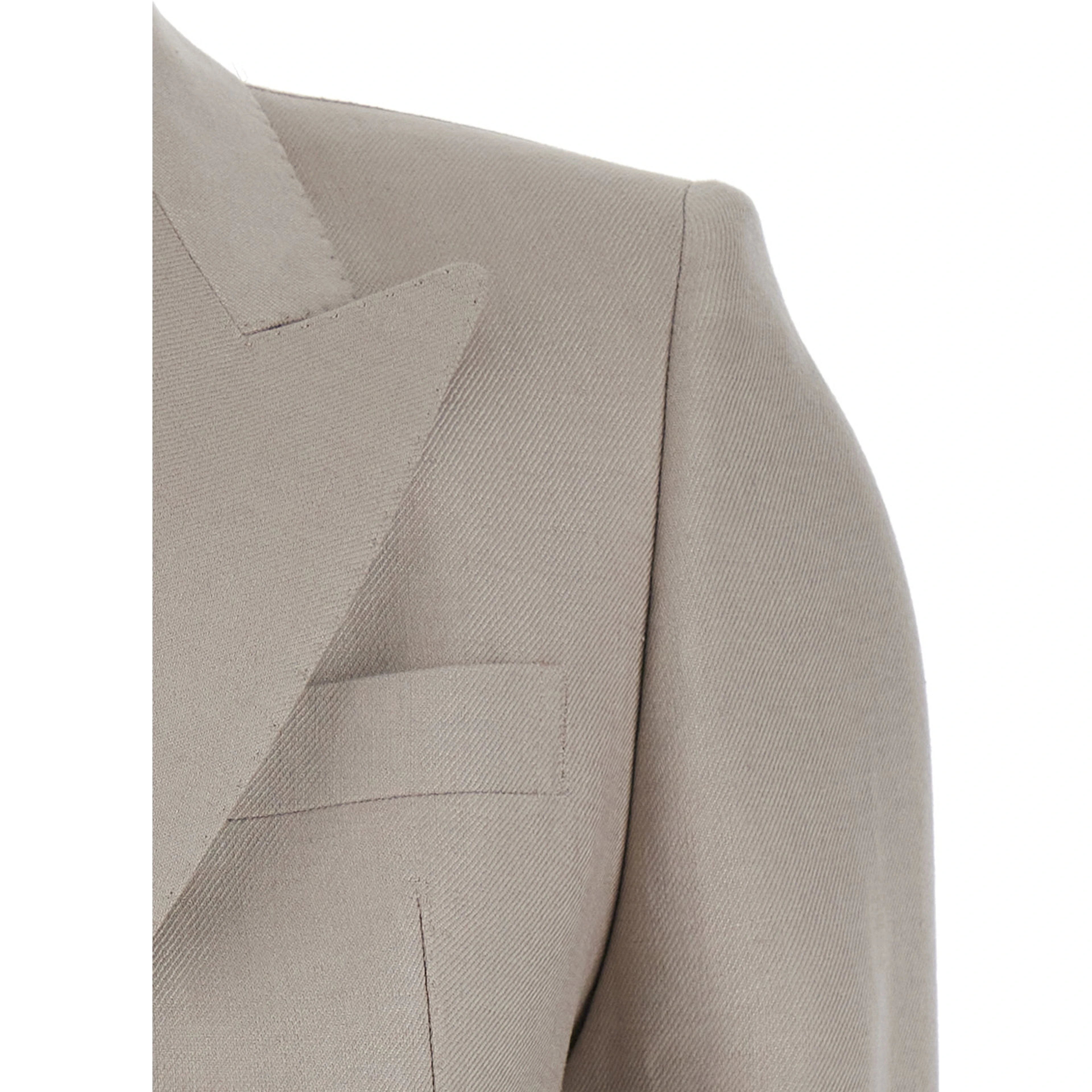 beige Double-breasted suit in linen blend for women