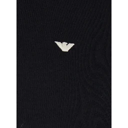 High Neck Sweatshirt with Logo Embroidery on the Front and Zip Closure on the Front in Black Cotton Blend for Men